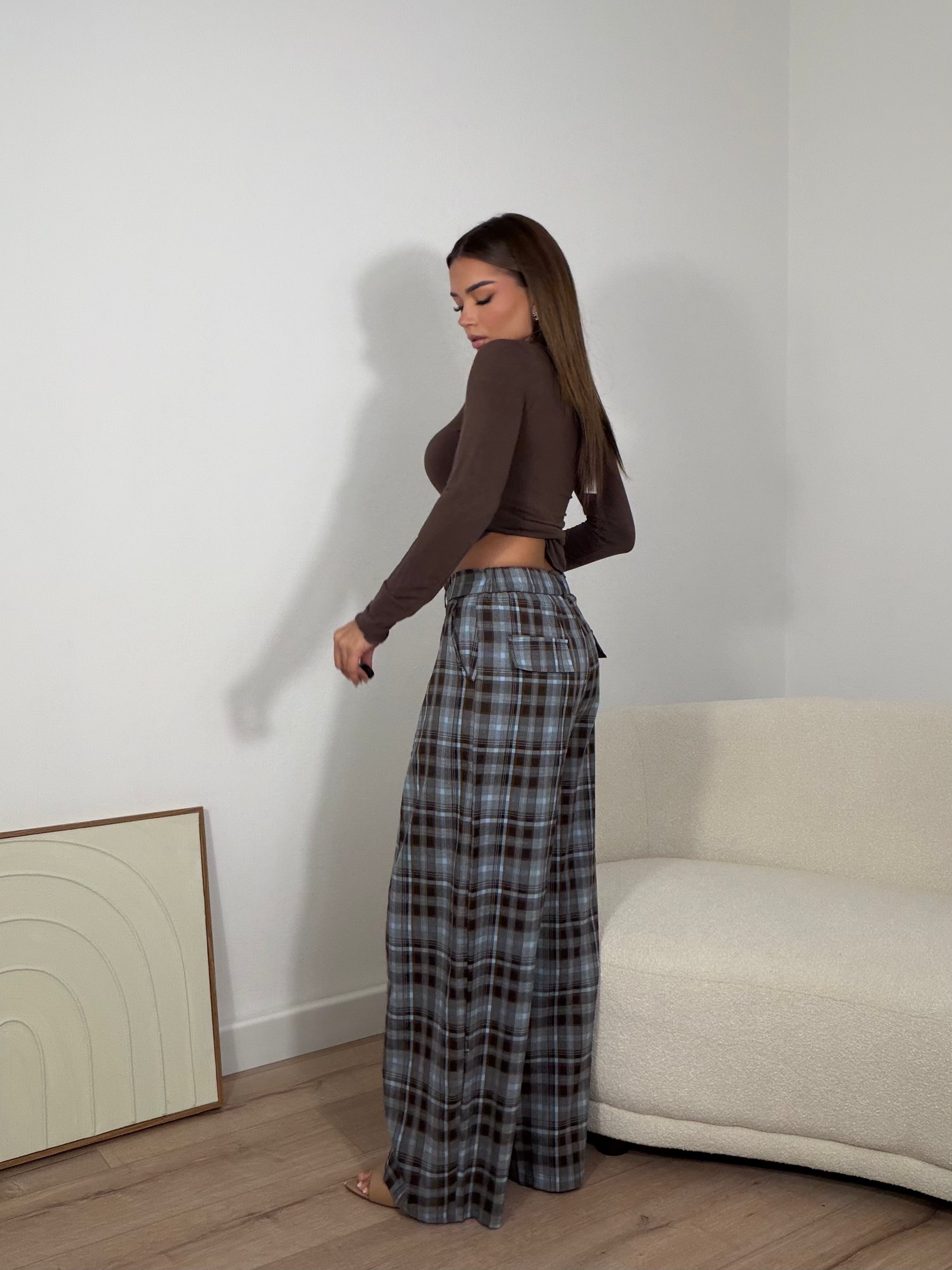 Pantalone Tartan Azzurro