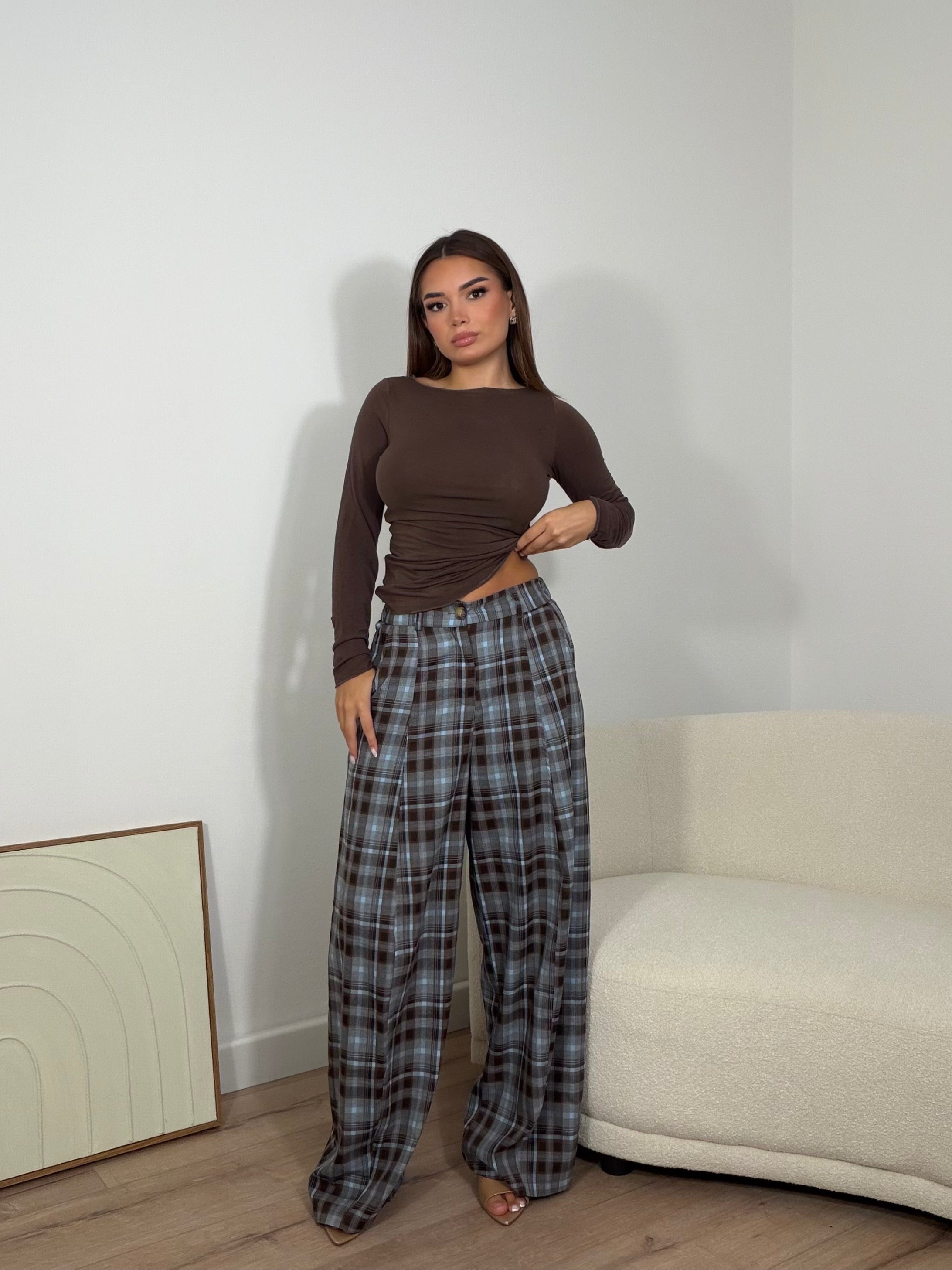 Pantalone Tartan Azzurro